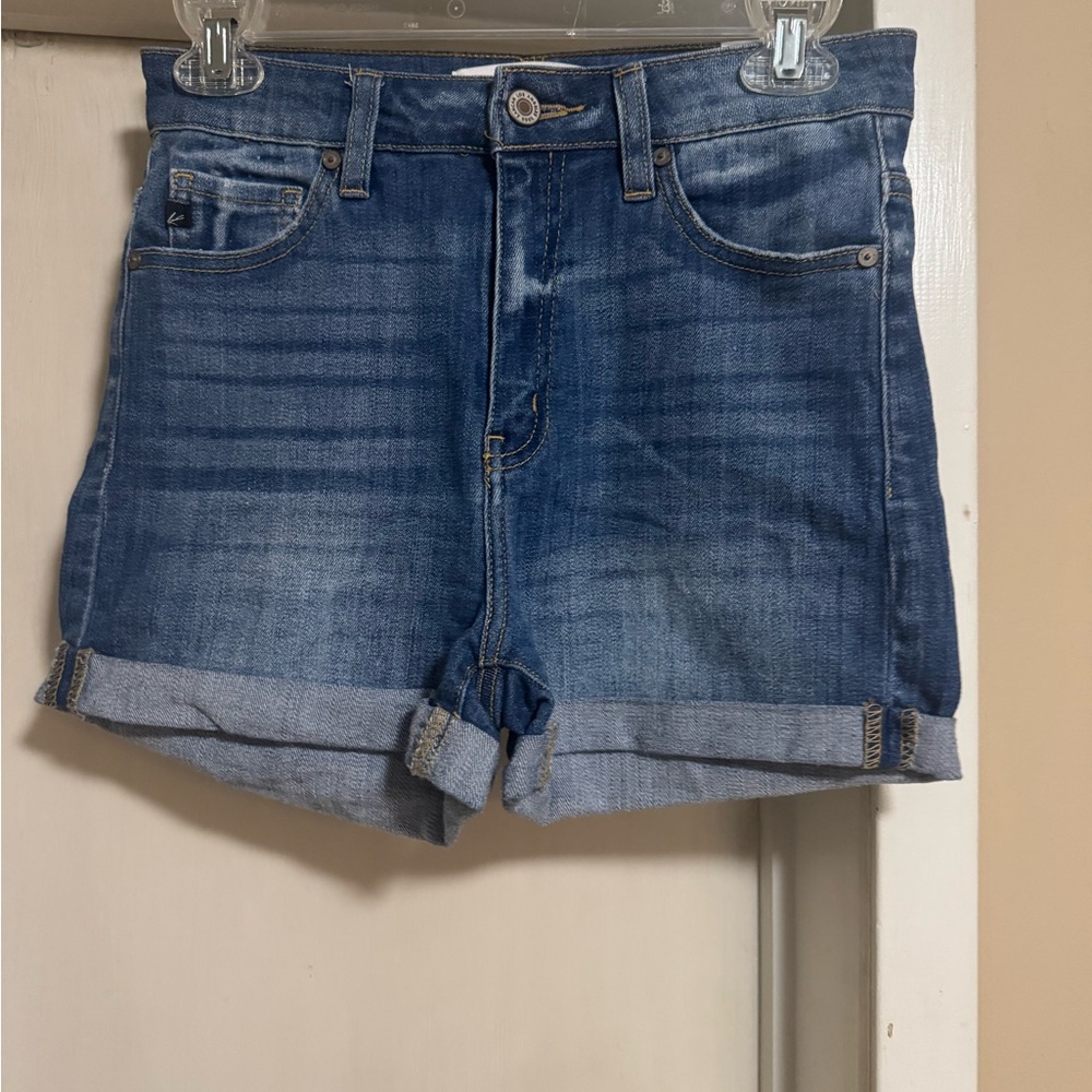 KanCan Medium Wash Rolled-Hem Denim Shorts